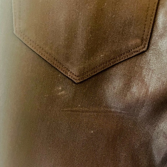 Paige Anessa Coated Wide Leg Ankle Jeans in Chicory Coffee Size 24 - Picture 5 of 5